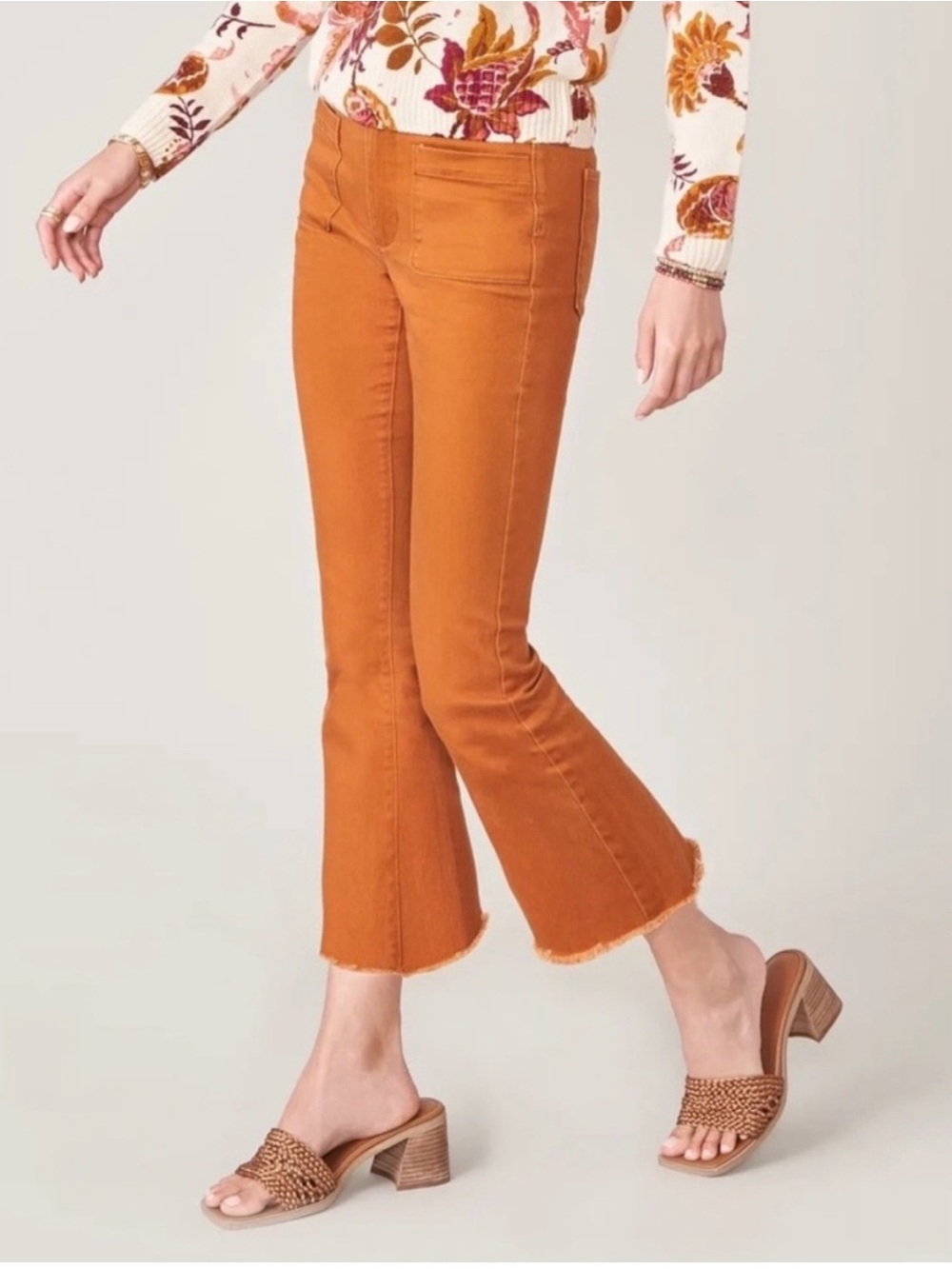 Spartina 449 Burnt Orange Cropped Flare Jeans
